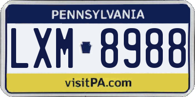 PA license plate LXM8988