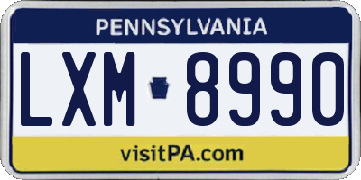 PA license plate LXM8990