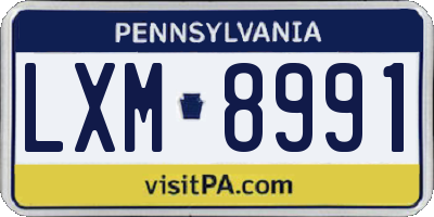 PA license plate LXM8991