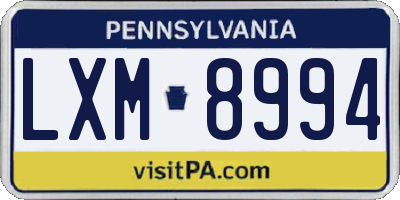 PA license plate LXM8994