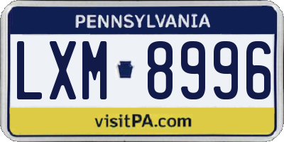 PA license plate LXM8996