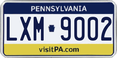 PA license plate LXM9002