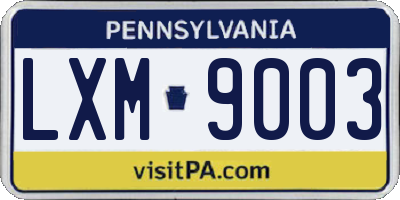 PA license plate LXM9003