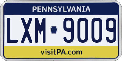 PA license plate LXM9009