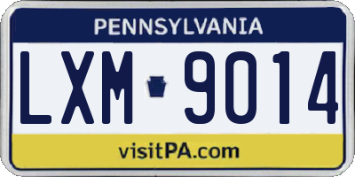 PA license plate LXM9014