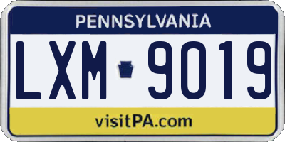 PA license plate LXM9019