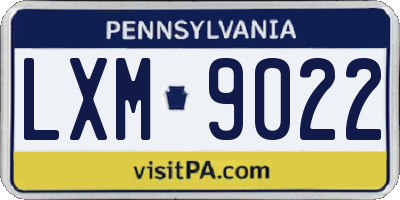 PA license plate LXM9022