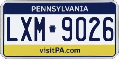 PA license plate LXM9026