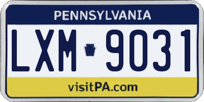 PA license plate LXM9031