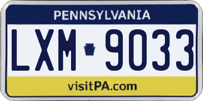 PA license plate LXM9033