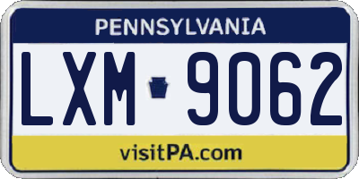 PA license plate LXM9062