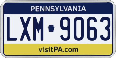 PA license plate LXM9063