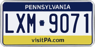 PA license plate LXM9071