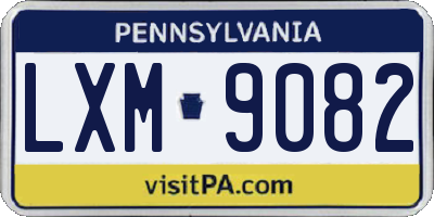 PA license plate LXM9082