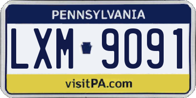 PA license plate LXM9091