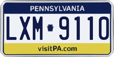 PA license plate LXM9110