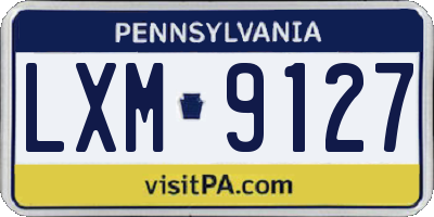 PA license plate LXM9127
