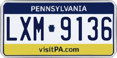PA license plate LXM9136