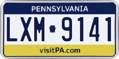 PA license plate LXM9141