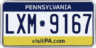 PA license plate LXM9167