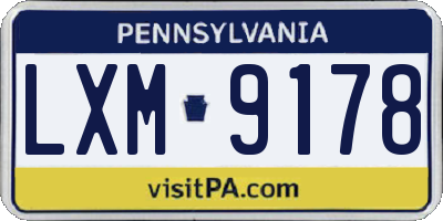 PA license plate LXM9178