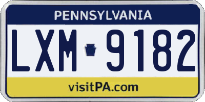 PA license plate LXM9182