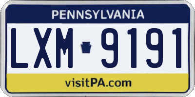PA license plate LXM9191