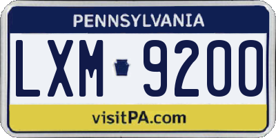 PA license plate LXM9200