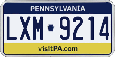 PA license plate LXM9214