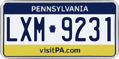 PA license plate LXM9231