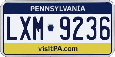 PA license plate LXM9236