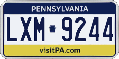 PA license plate LXM9244