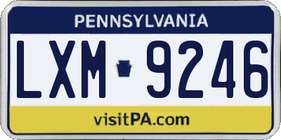 PA license plate LXM9246
