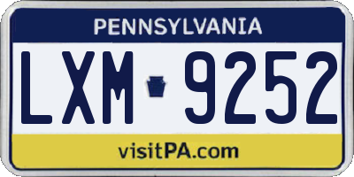 PA license plate LXM9252