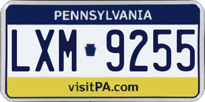 PA license plate LXM9255