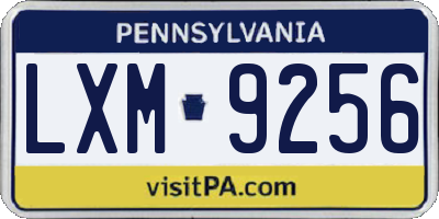 PA license plate LXM9256