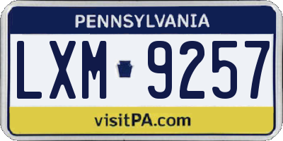 PA license plate LXM9257