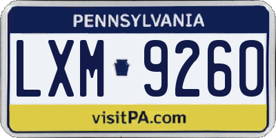 PA license plate LXM9260