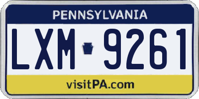 PA license plate LXM9261