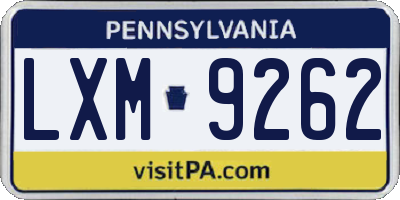 PA license plate LXM9262