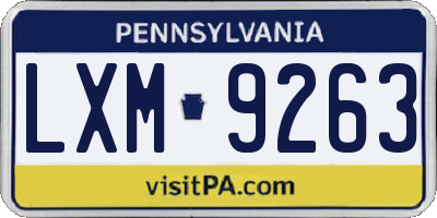 PA license plate LXM9263