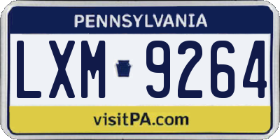 PA license plate LXM9264