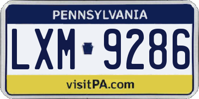 PA license plate LXM9286