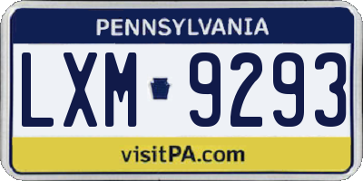PA license plate LXM9293