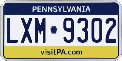 PA license plate LXM9302