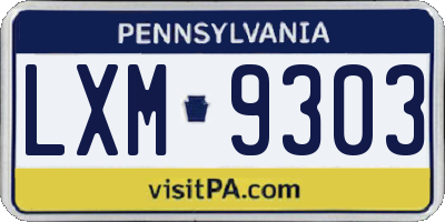 PA license plate LXM9303
