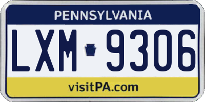 PA license plate LXM9306