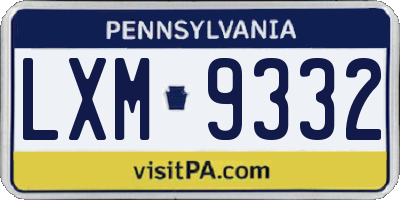 PA license plate LXM9332