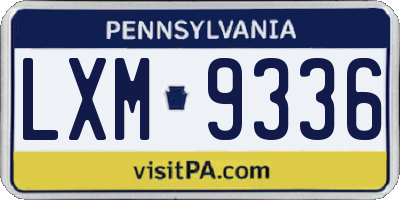 PA license plate LXM9336