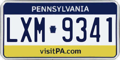 PA license plate LXM9341